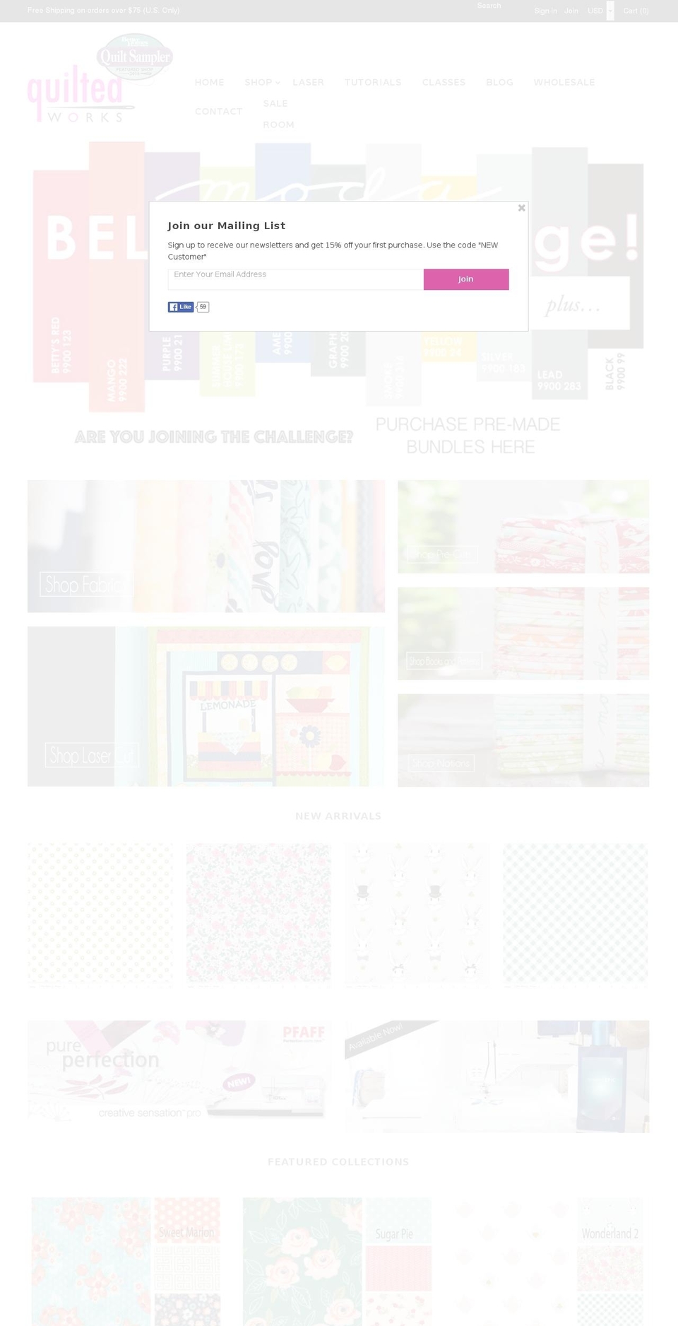 Mr Parker Shopify theme site example quiltedworks.com