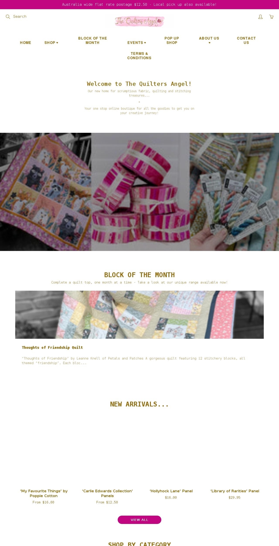 quiltersangel.com.au shopify website screenshot
