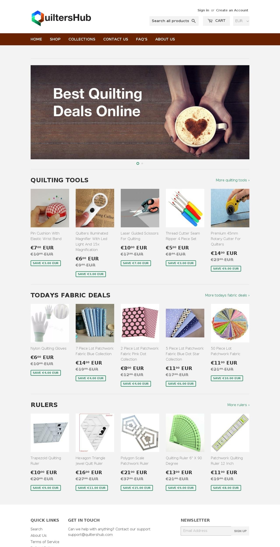 quiltershub.com — Shopify storefront screenshot