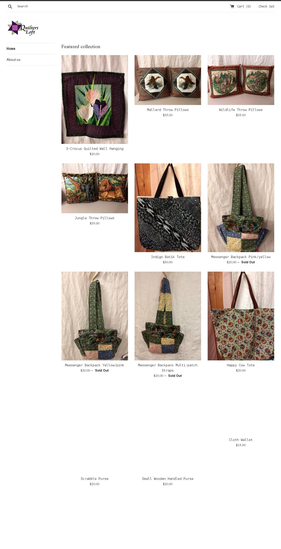 quiltersloft.com shopify website screenshot