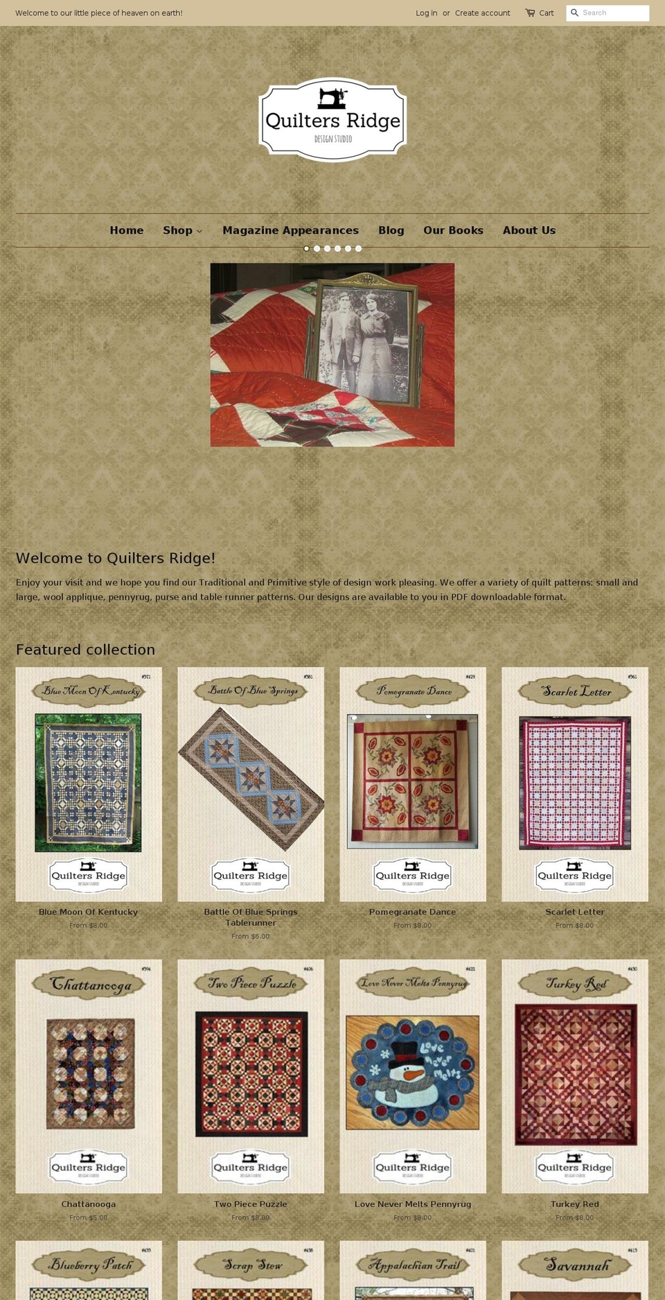 quiltersridge.com — Shopify storefront screenshot