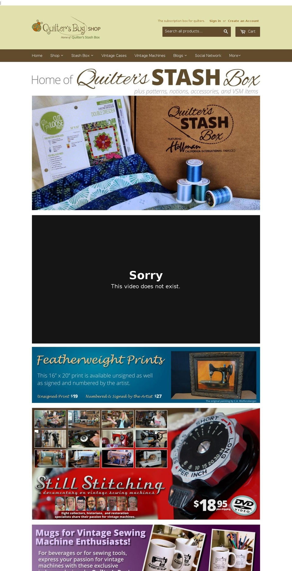 quilterstashbox.com shopify website screenshot