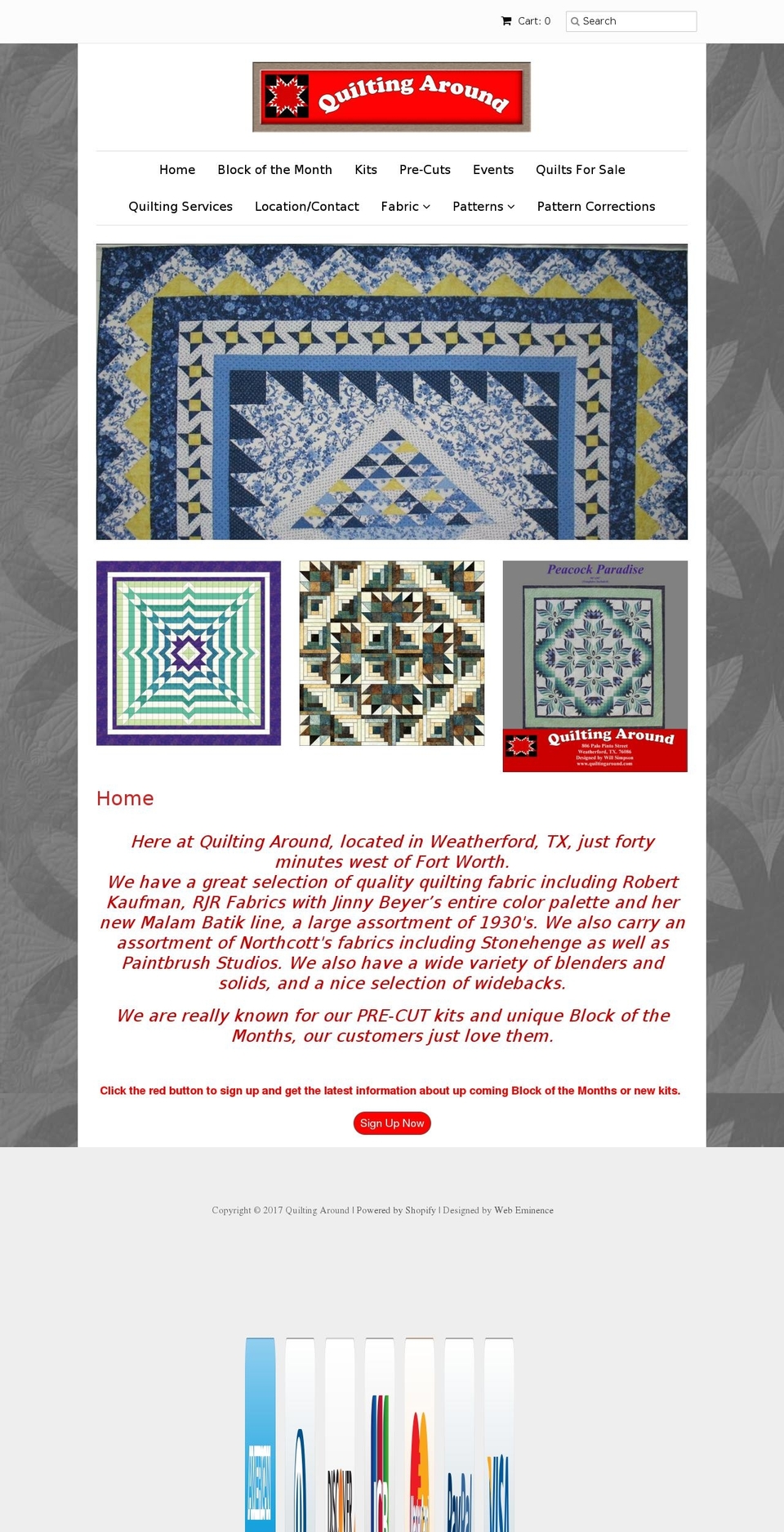 quiltingaround.com shopify website screenshot