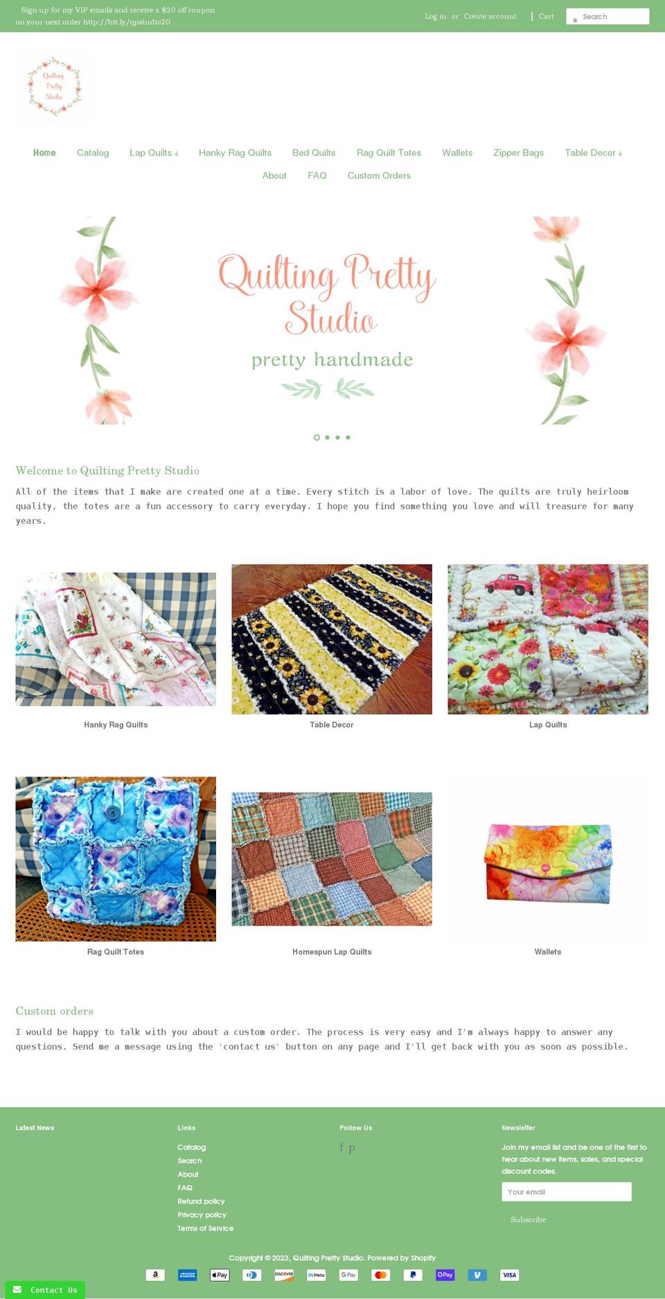 quiltingprettystudio.com shopify website screenshot