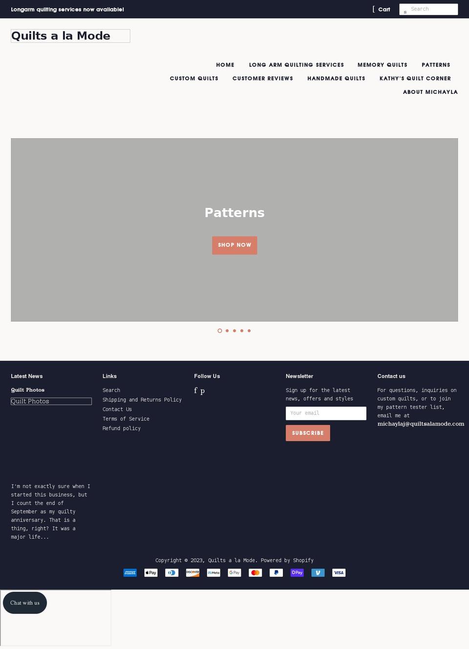 quiltsalamode.com shopify website screenshot