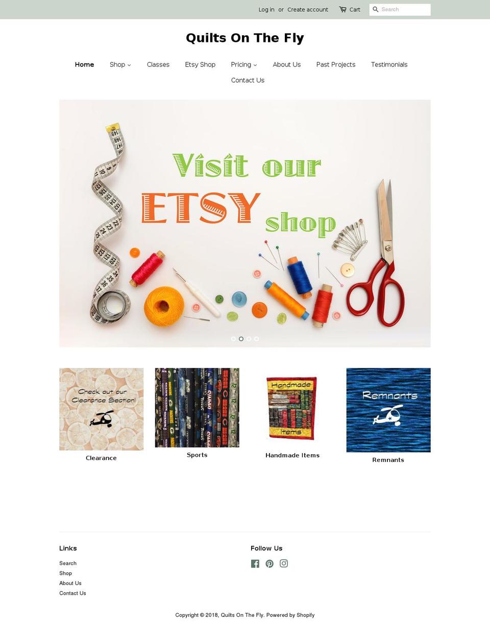 quiltsonthefly.com — Shopify storefront screenshot