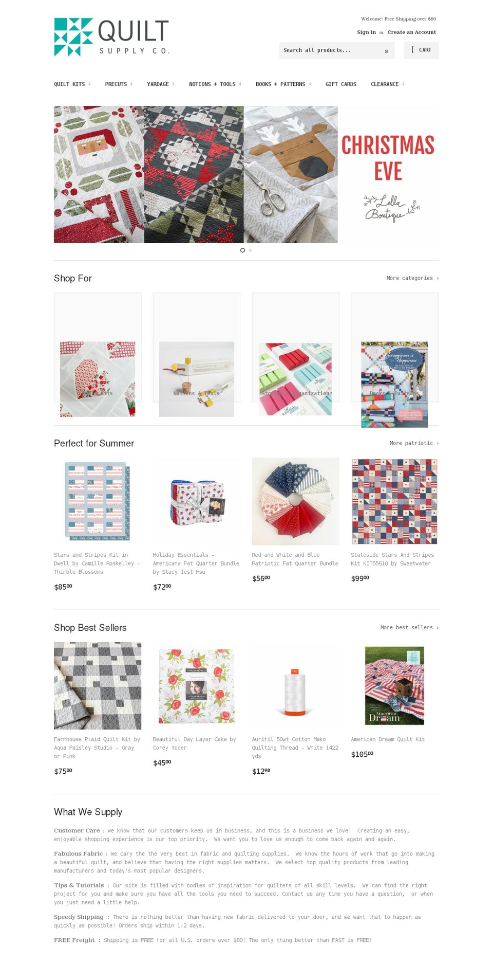 quiltsupplyco.com shopify website screenshot