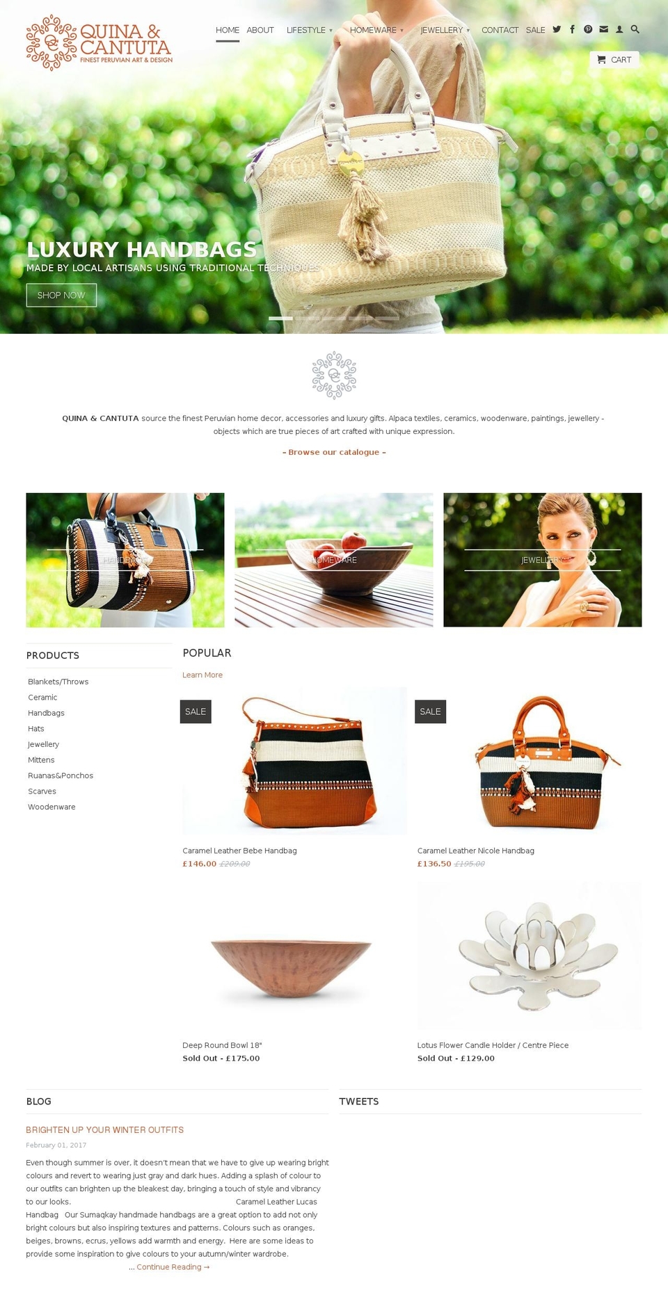 quinaandcantuta.com — Shopify storefront screenshot