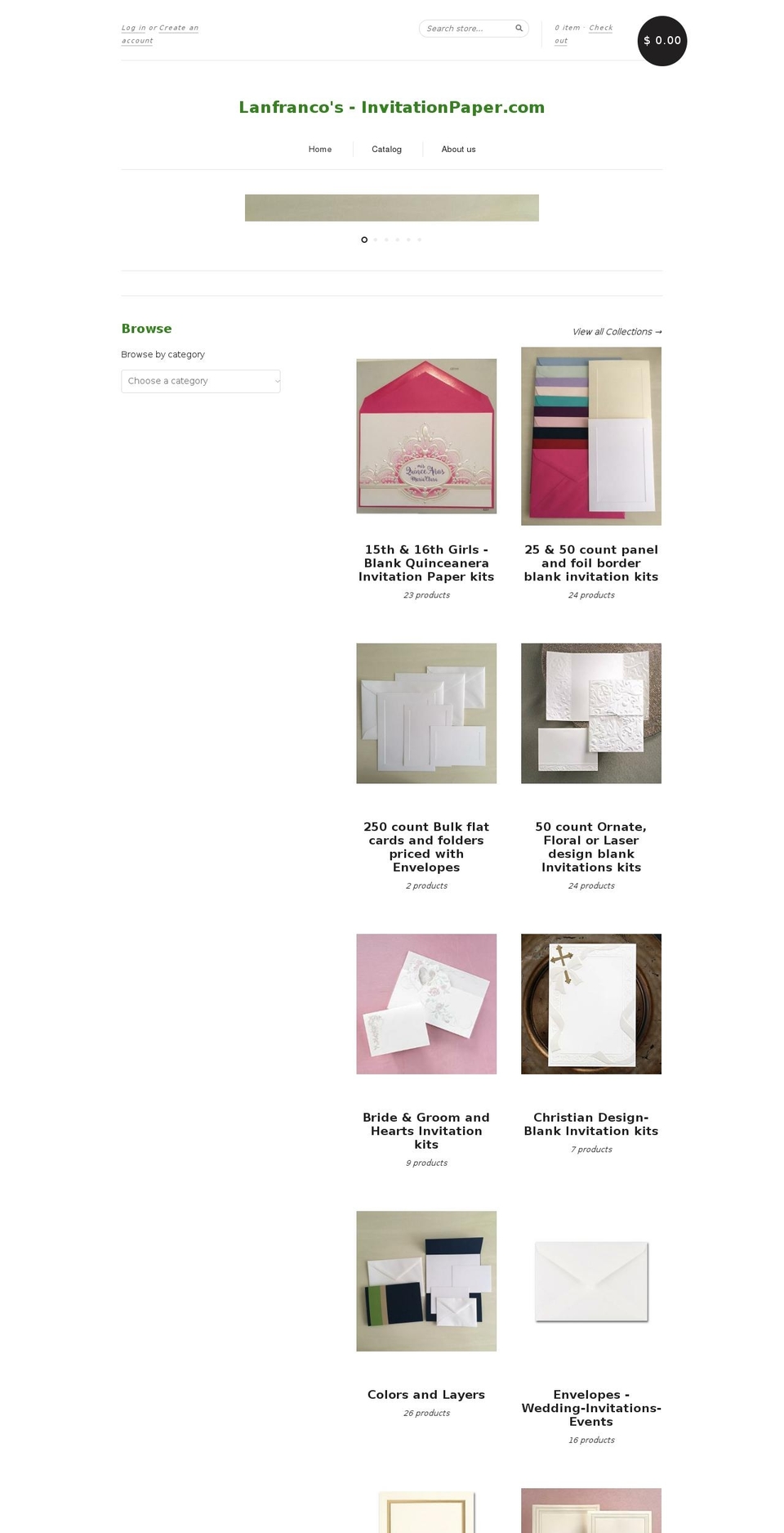 quinceanerainvitations.com shopify website screenshot