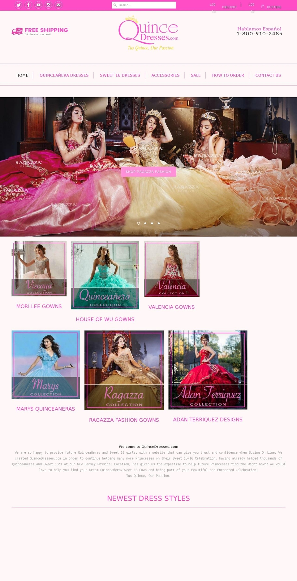 Avenue Shopify theme site example quincedresses.com