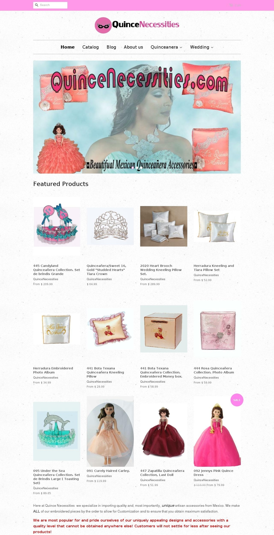 quincenecessities.com — Shopify storefront screenshot