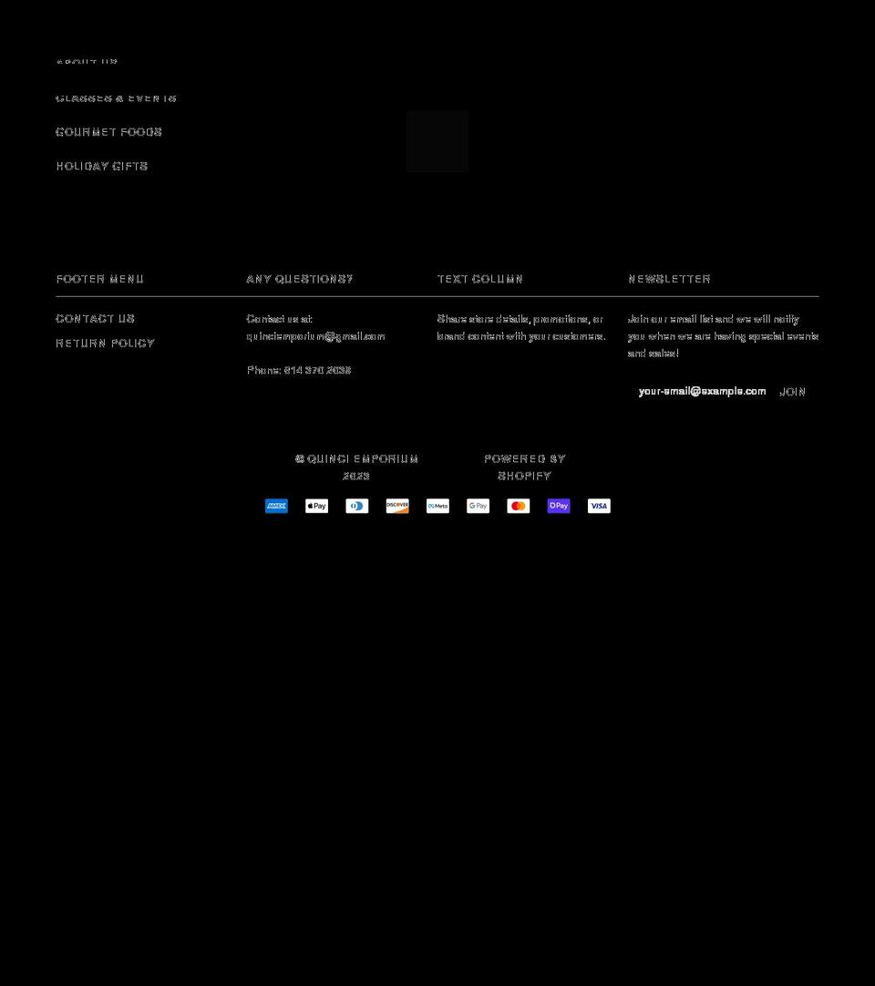 Happy Holidays Shopify theme site example quinciemporium.com