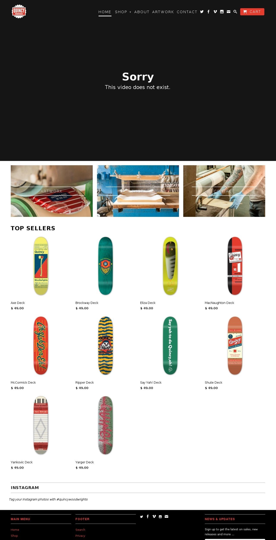 quincywoodwrights.com shopify website screenshot