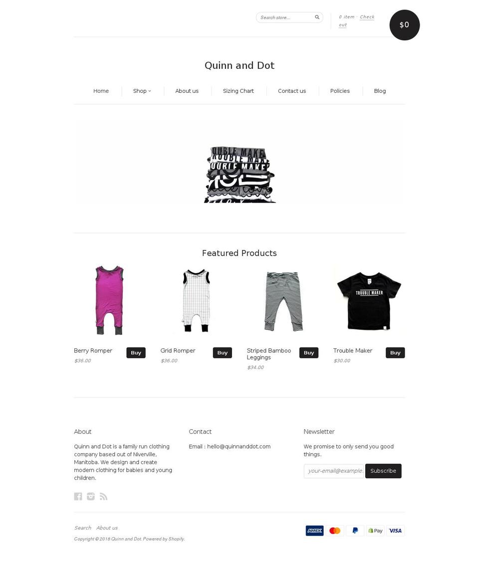 quinnanddot.com shopify website screenshot