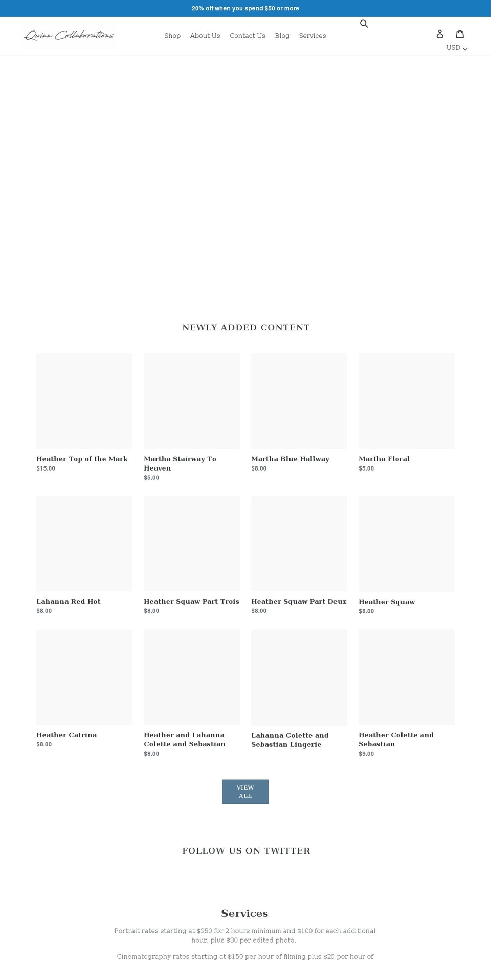 quinncollaborations.com shopify website screenshot