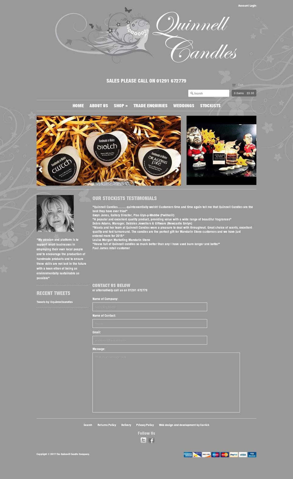 Expression Shopify theme site example quinnellcandlecompany.com