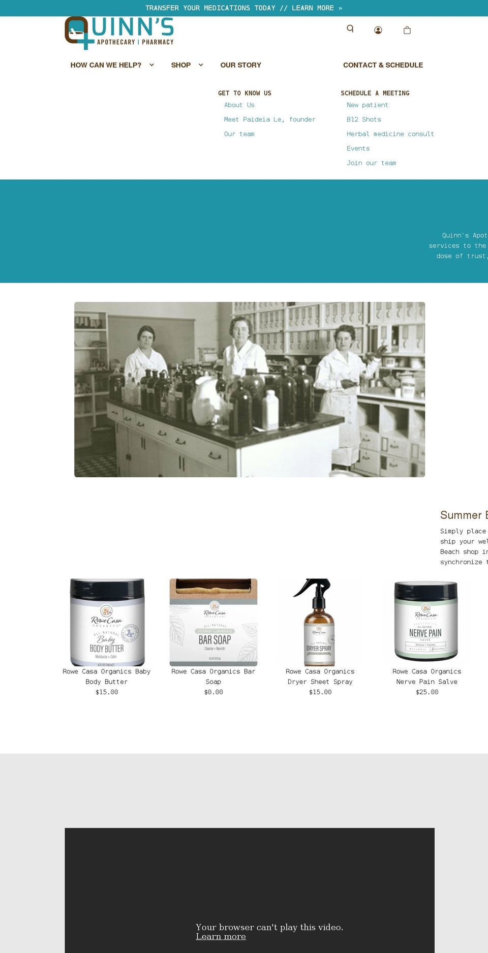 quinns-apothecary-pharmacy.myshopify.com shopify website screenshot