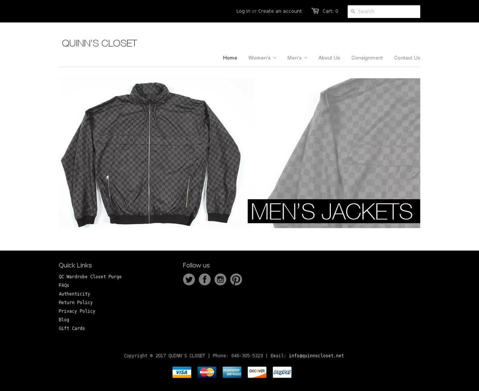 quinnscloset.net shopify website screenshot