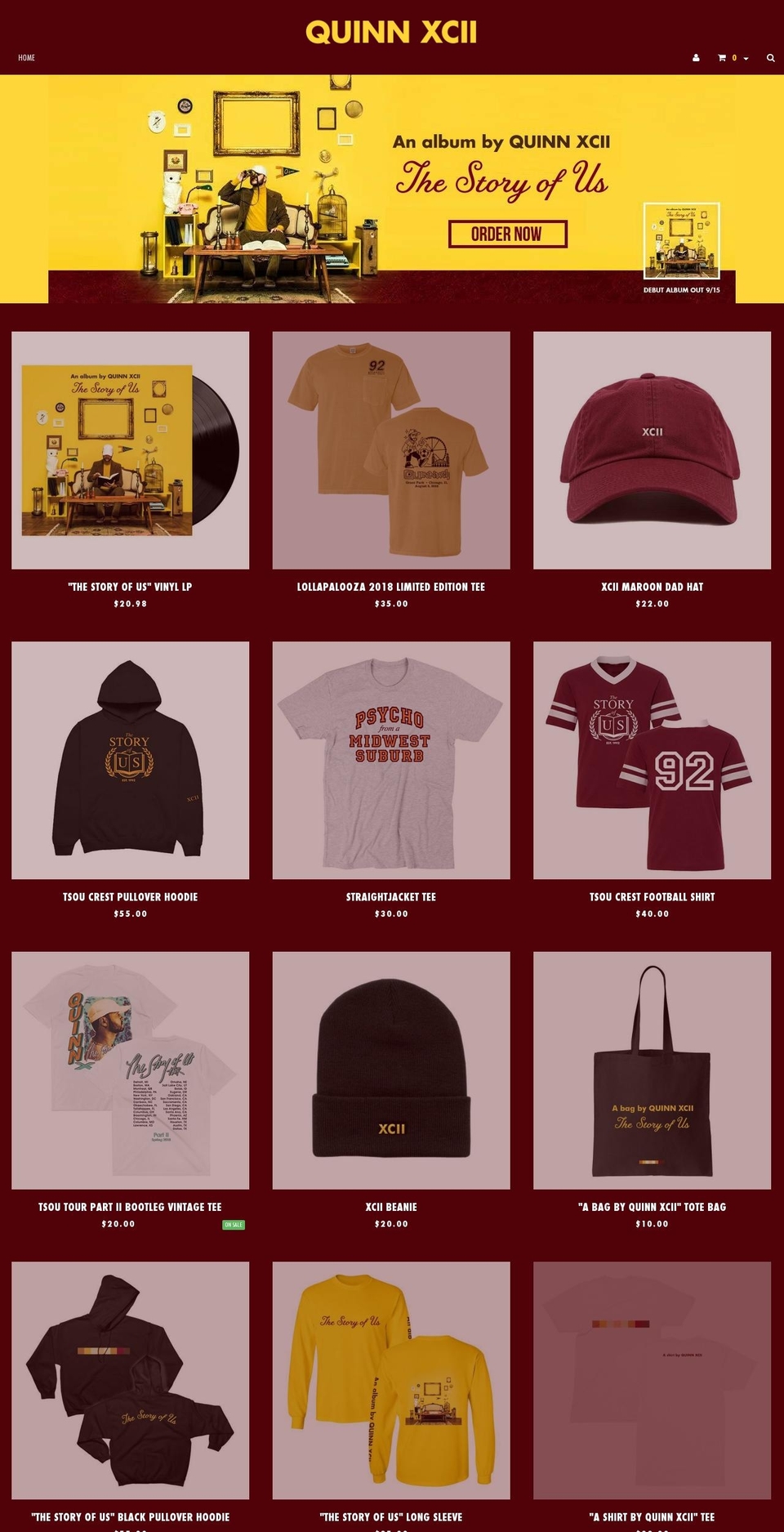 quinnxciishop.com shopify website screenshot