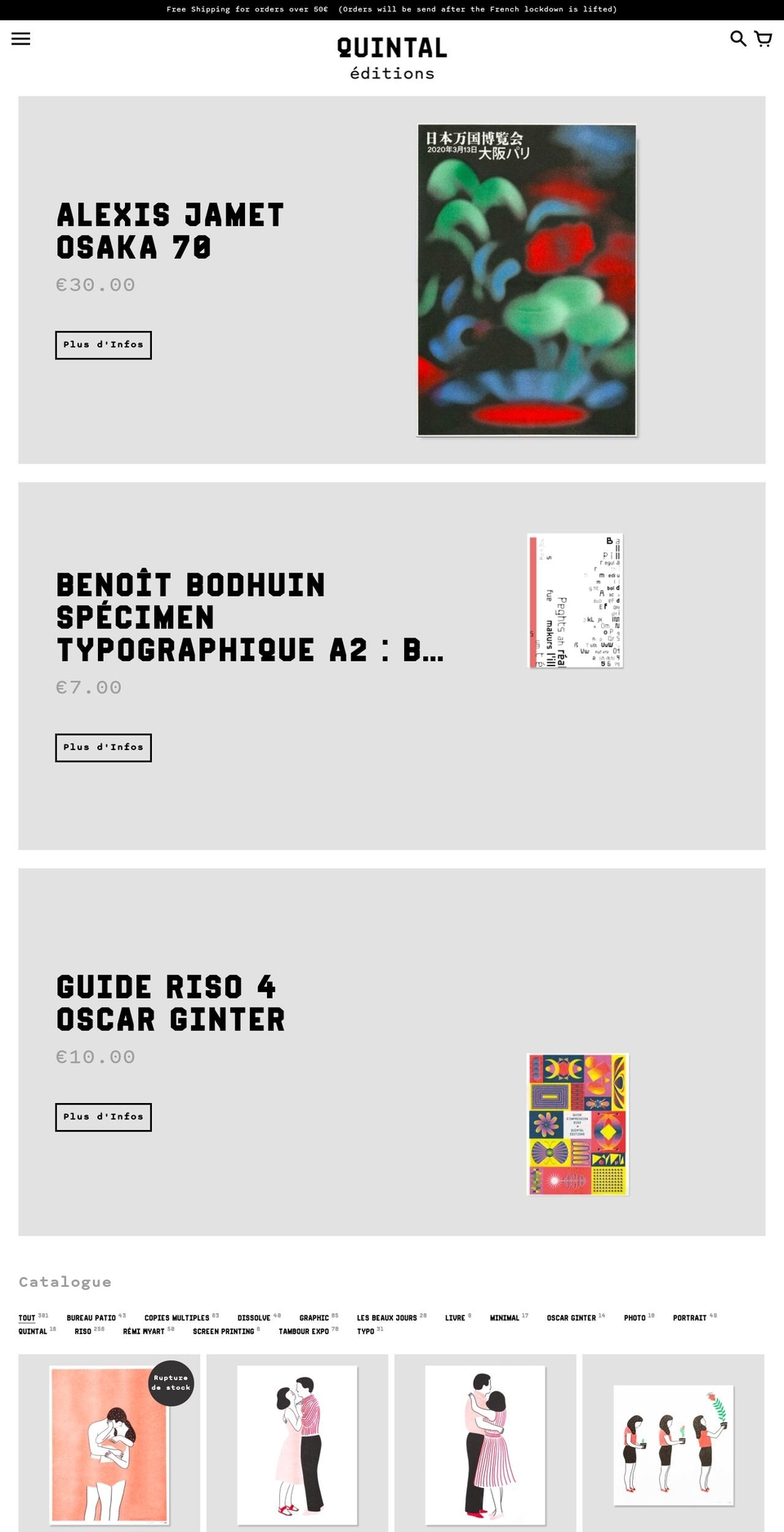 quintaleditions.com — Shopify storefront screenshot