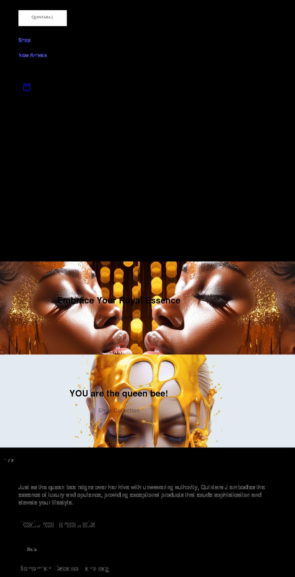 quintaracouture.com — Shopify storefront screenshot