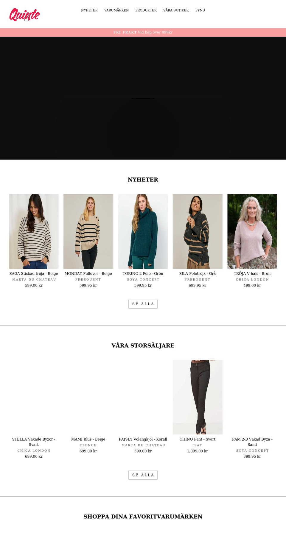 quinte.se shopify website screenshot