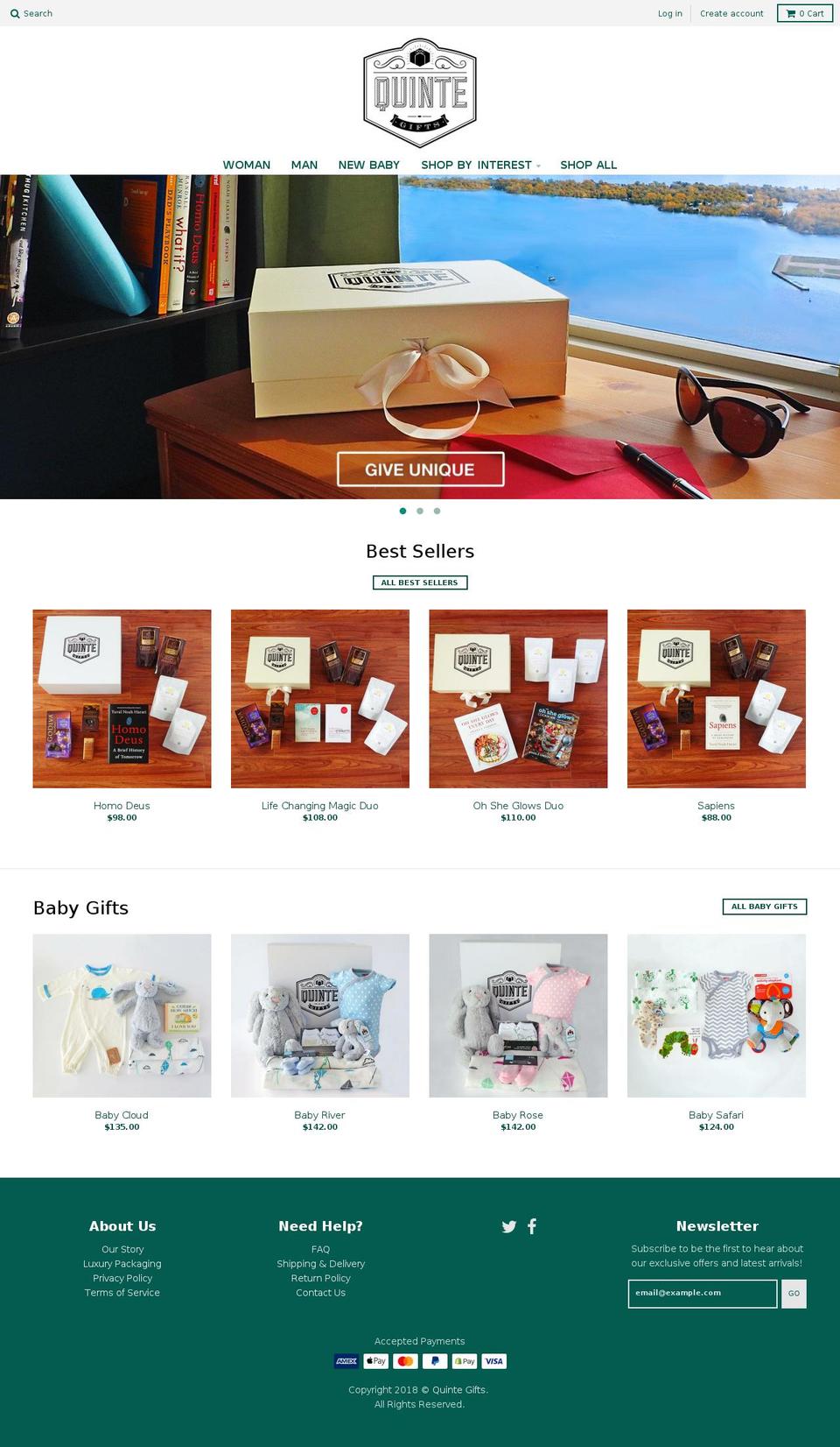 quintegifts.com — Shopify storefront screenshot