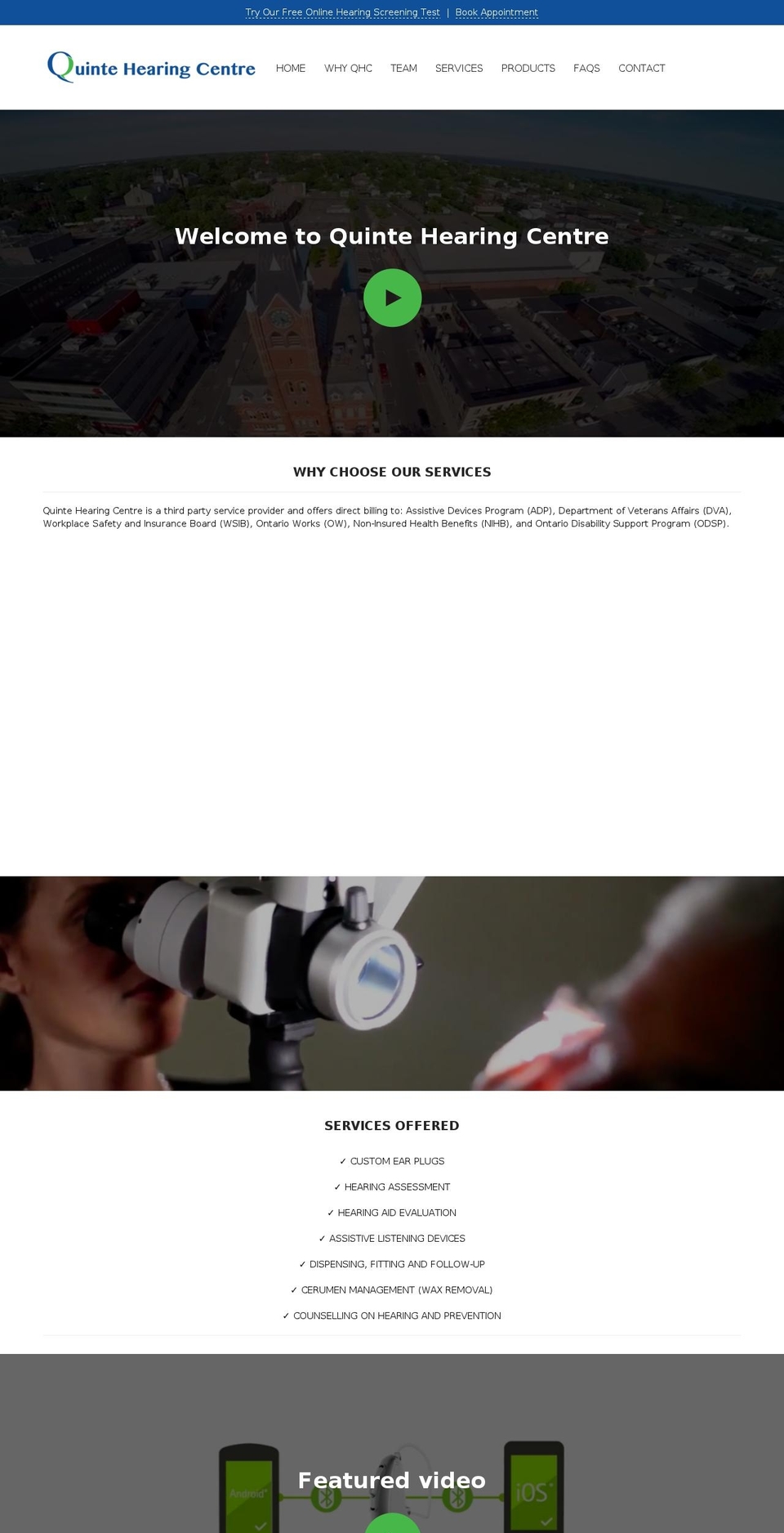 Quinte Hearing Centre Shopify theme site example quintehearingcentre.ca