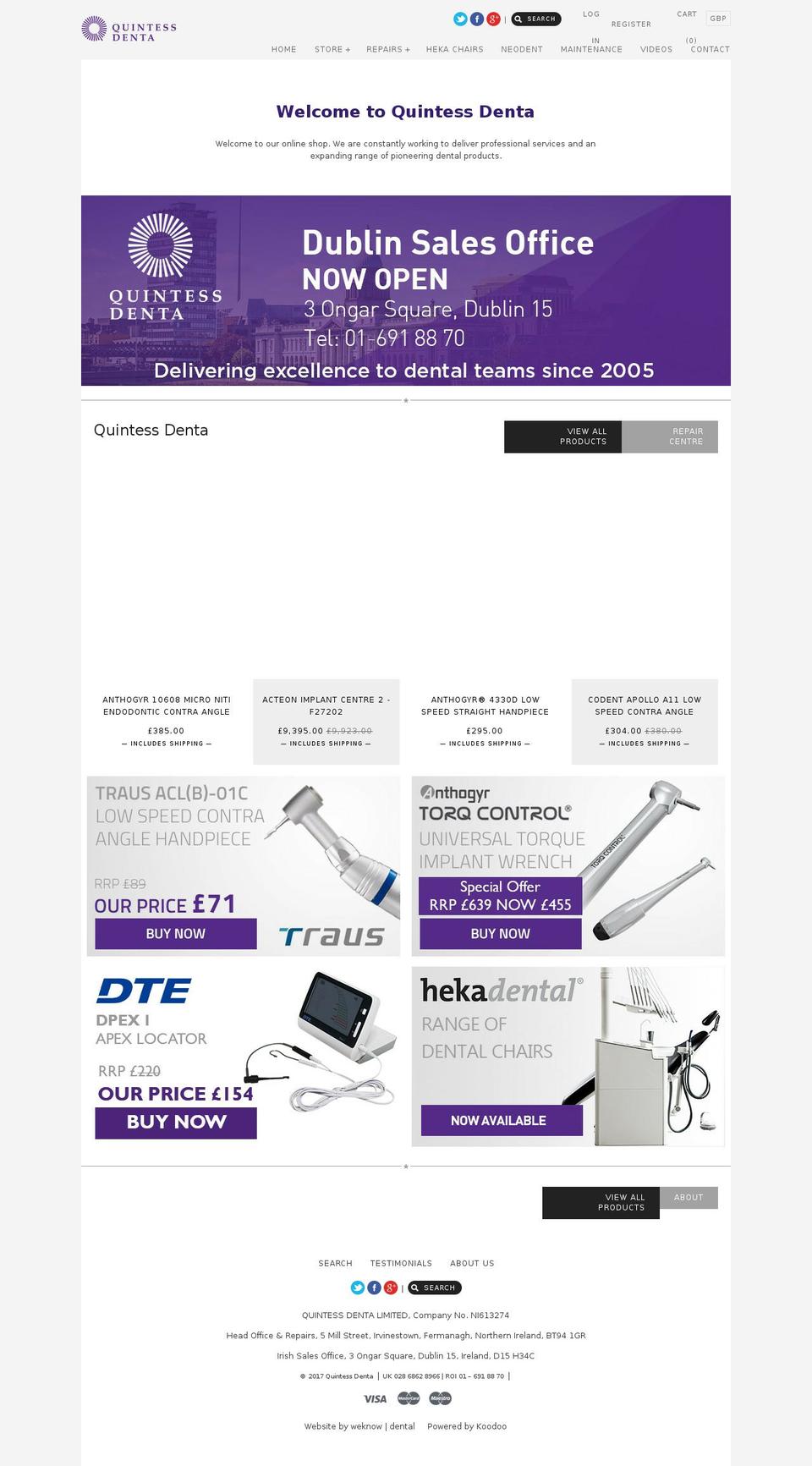 quintessdenta.com shopify website screenshot