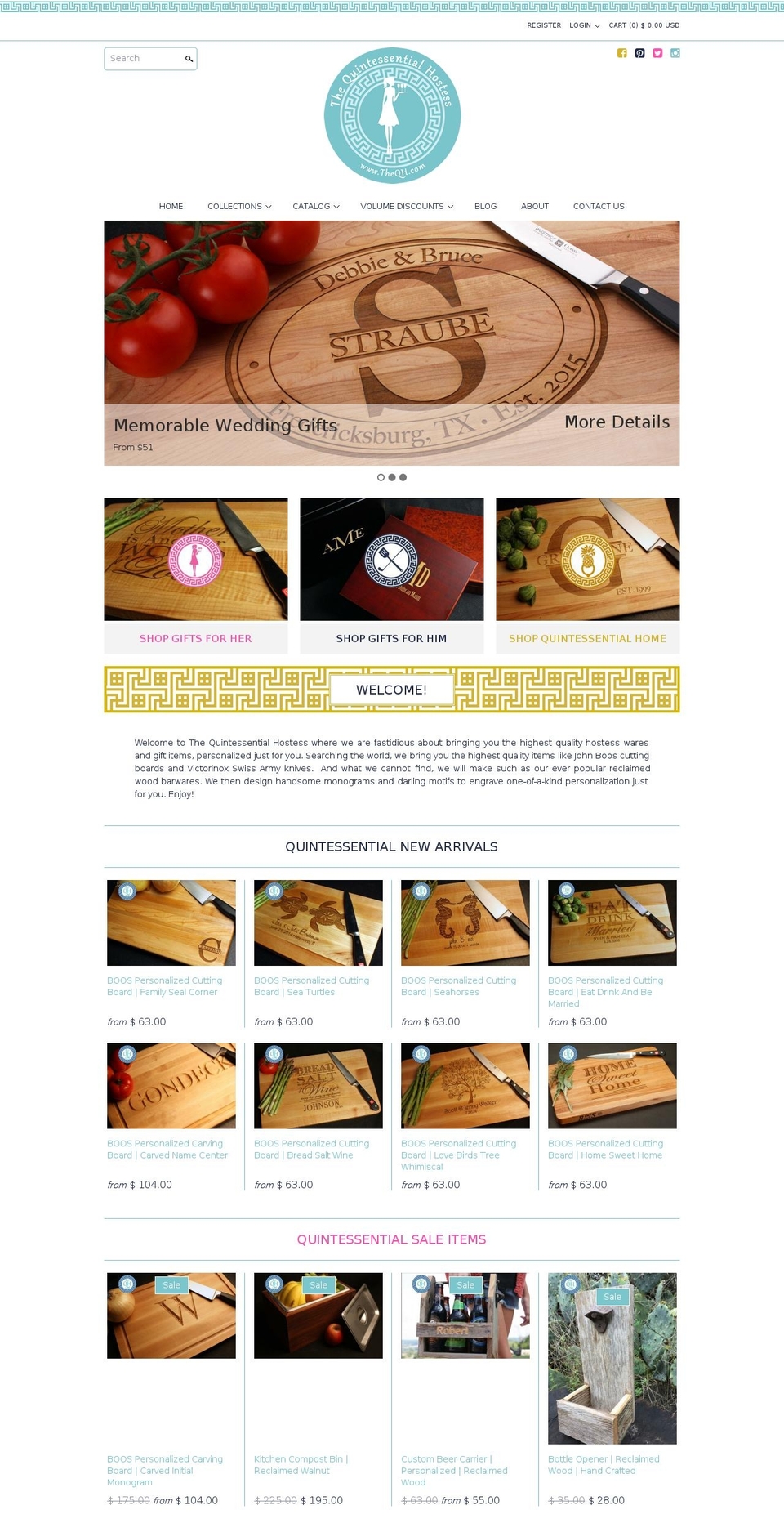 quintessentialhostess.com shopify website screenshot