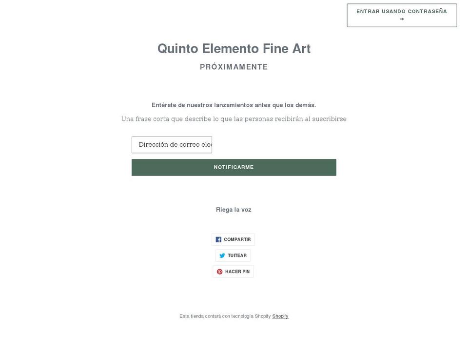 quintoelementofineart.com shopify website screenshot