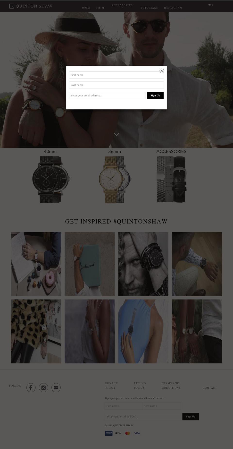 quintonshaw.com — Shopify storefront screenshot