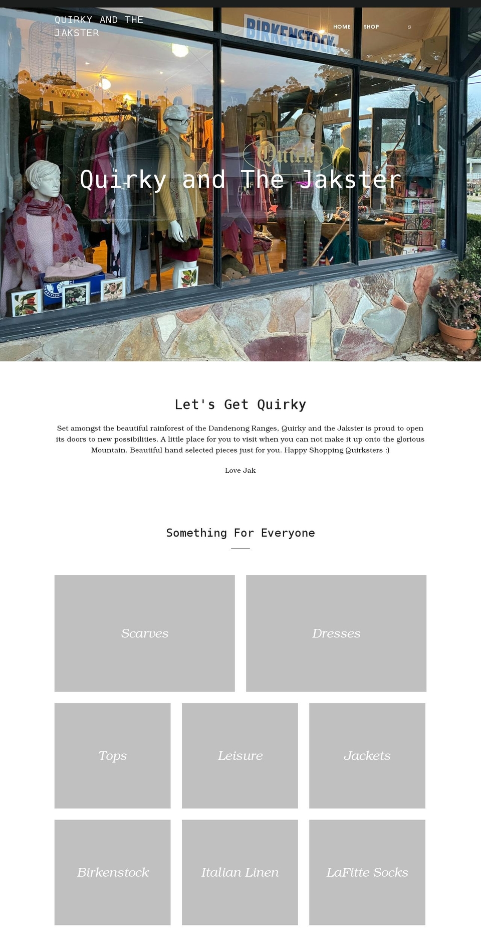 quirkyandthejakster.net shopify website screenshot
