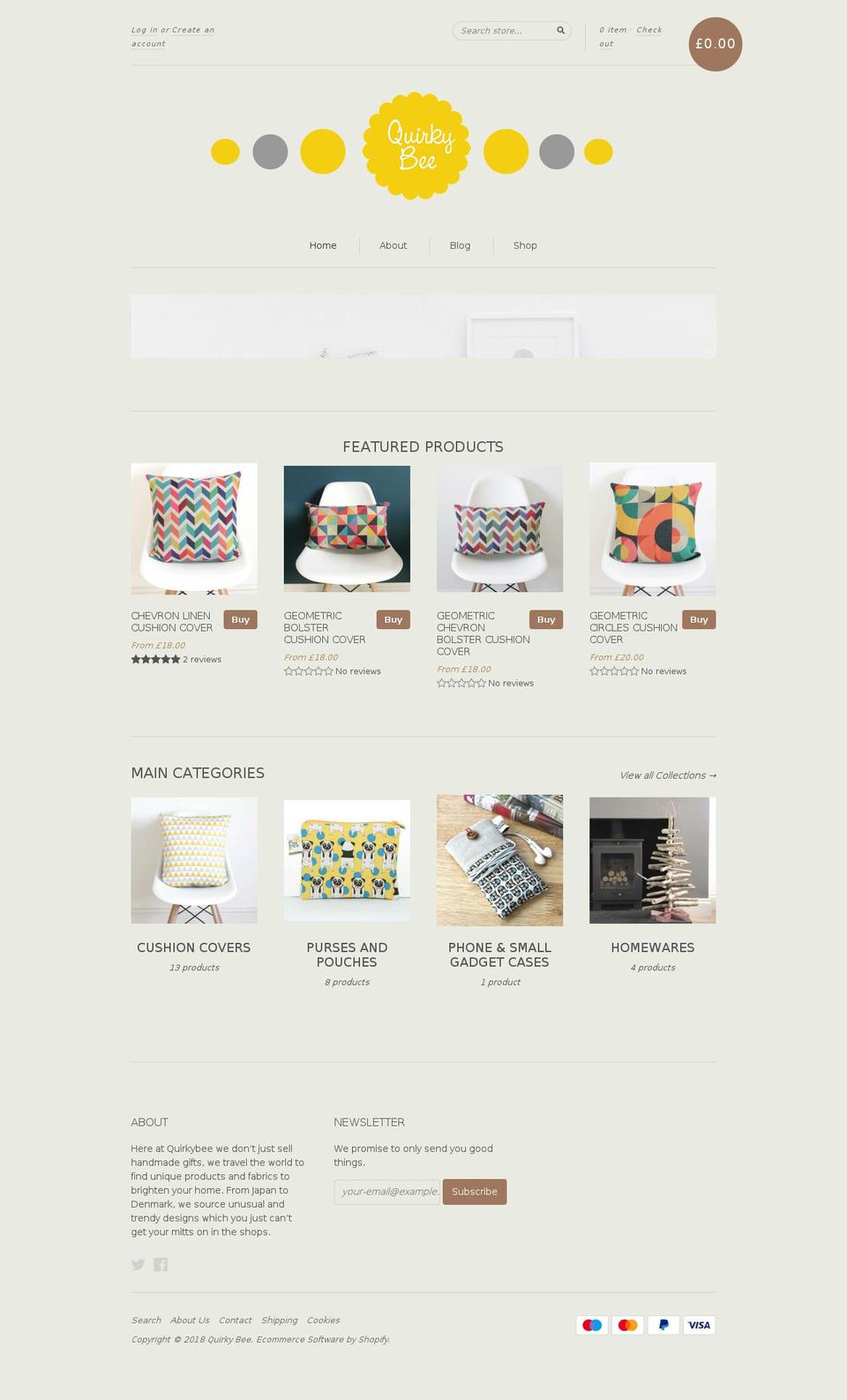 quirkybee.co.uk shopify website screenshot