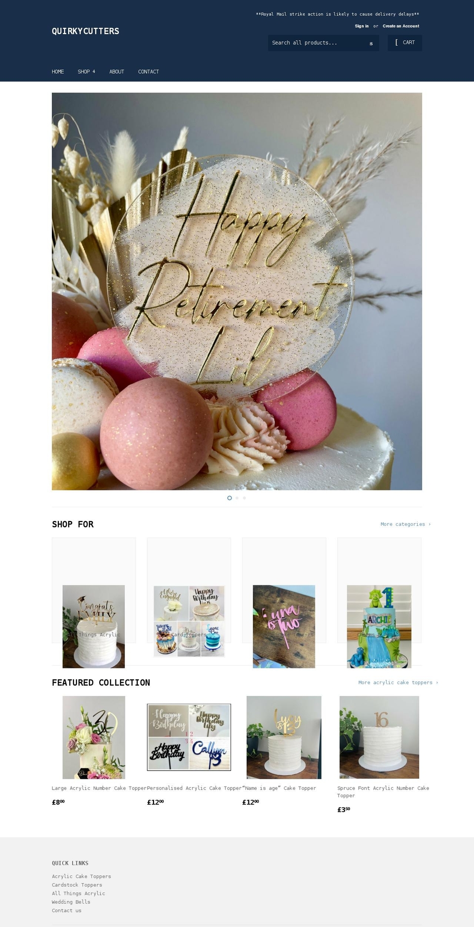 quirkycutters.com shopify website screenshot