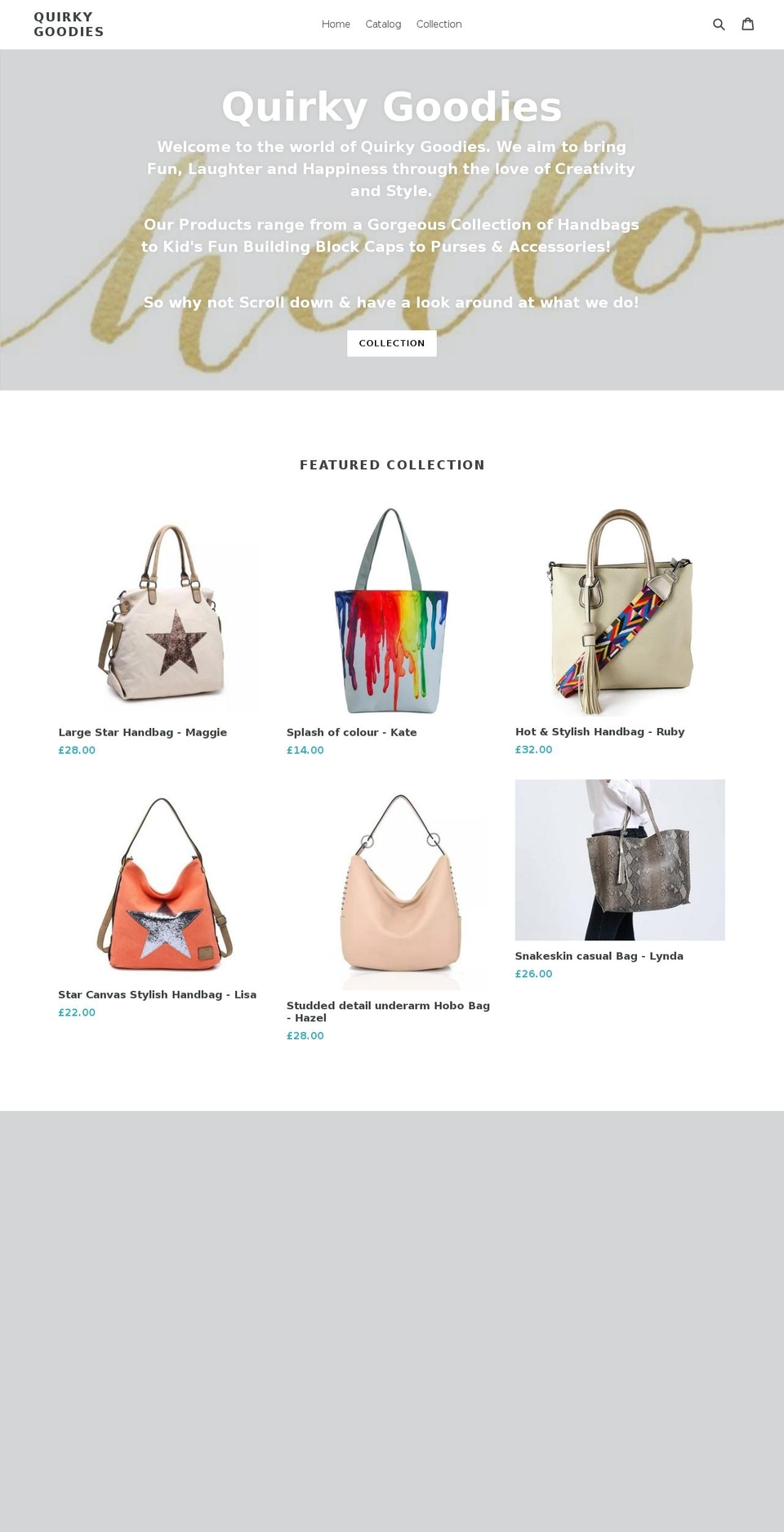 quirkygoodies.com — Shopify storefront screenshot
