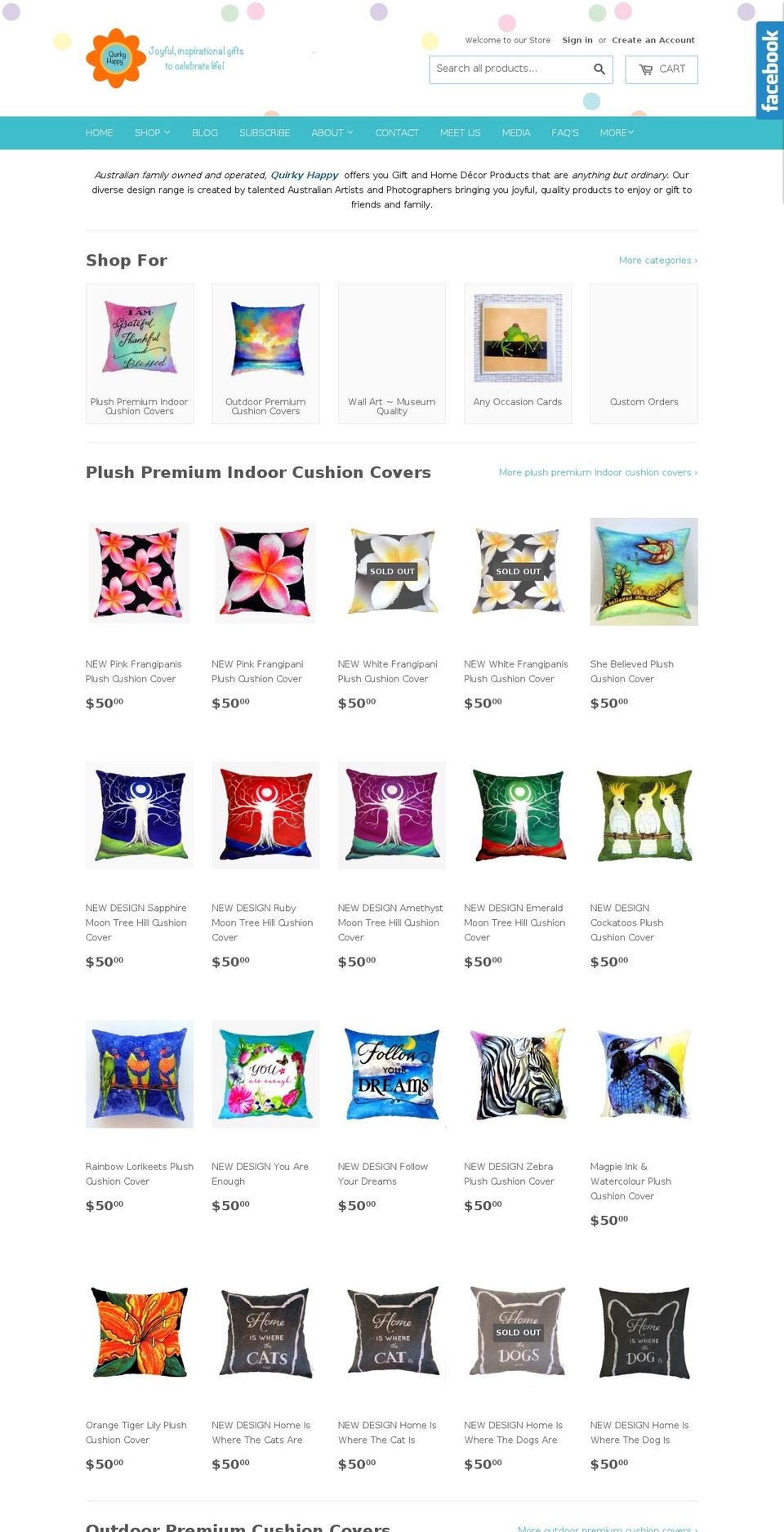 quirkyhappygifts.com shopify website screenshot
