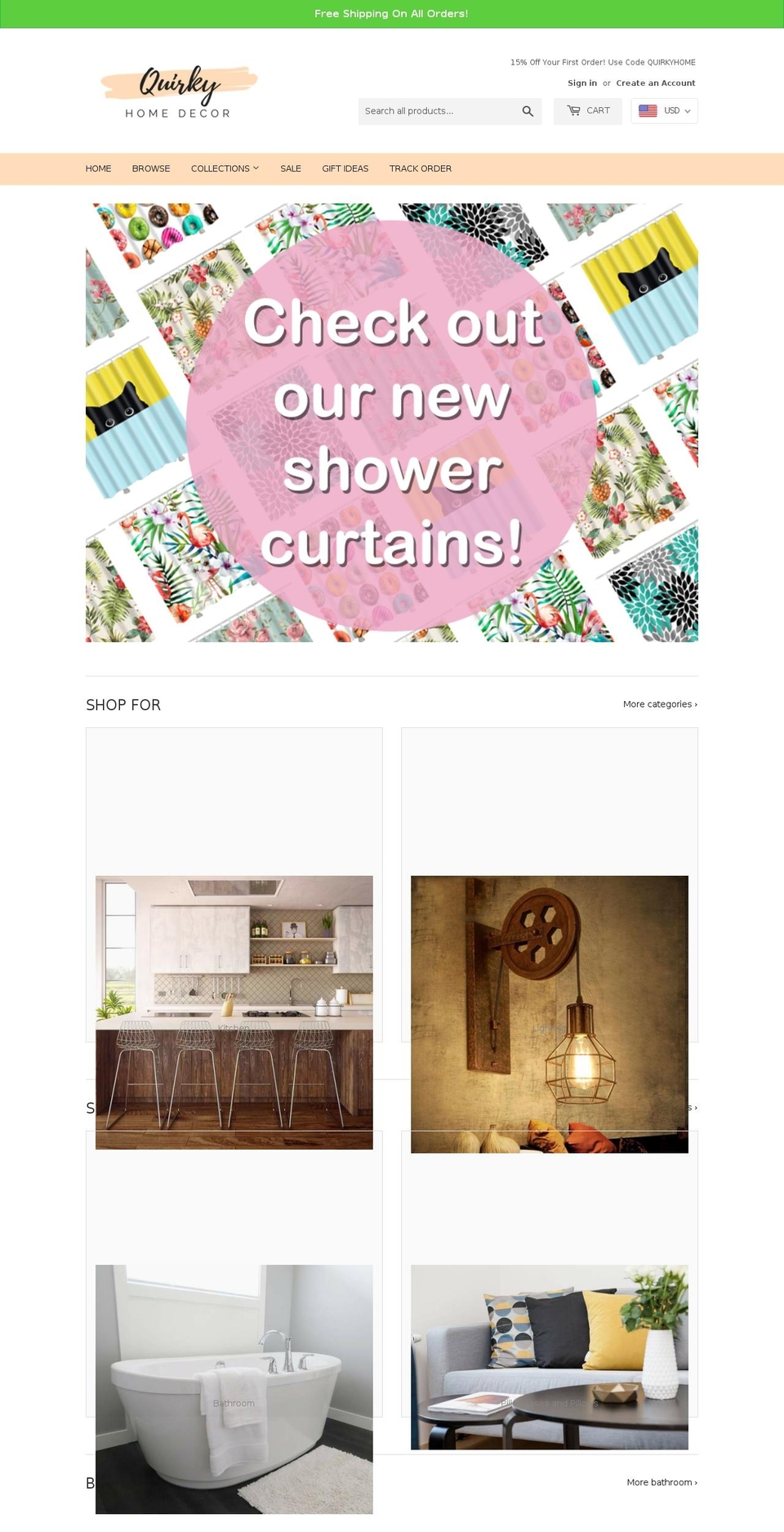 quirkyhomedecor.com shopify website screenshot