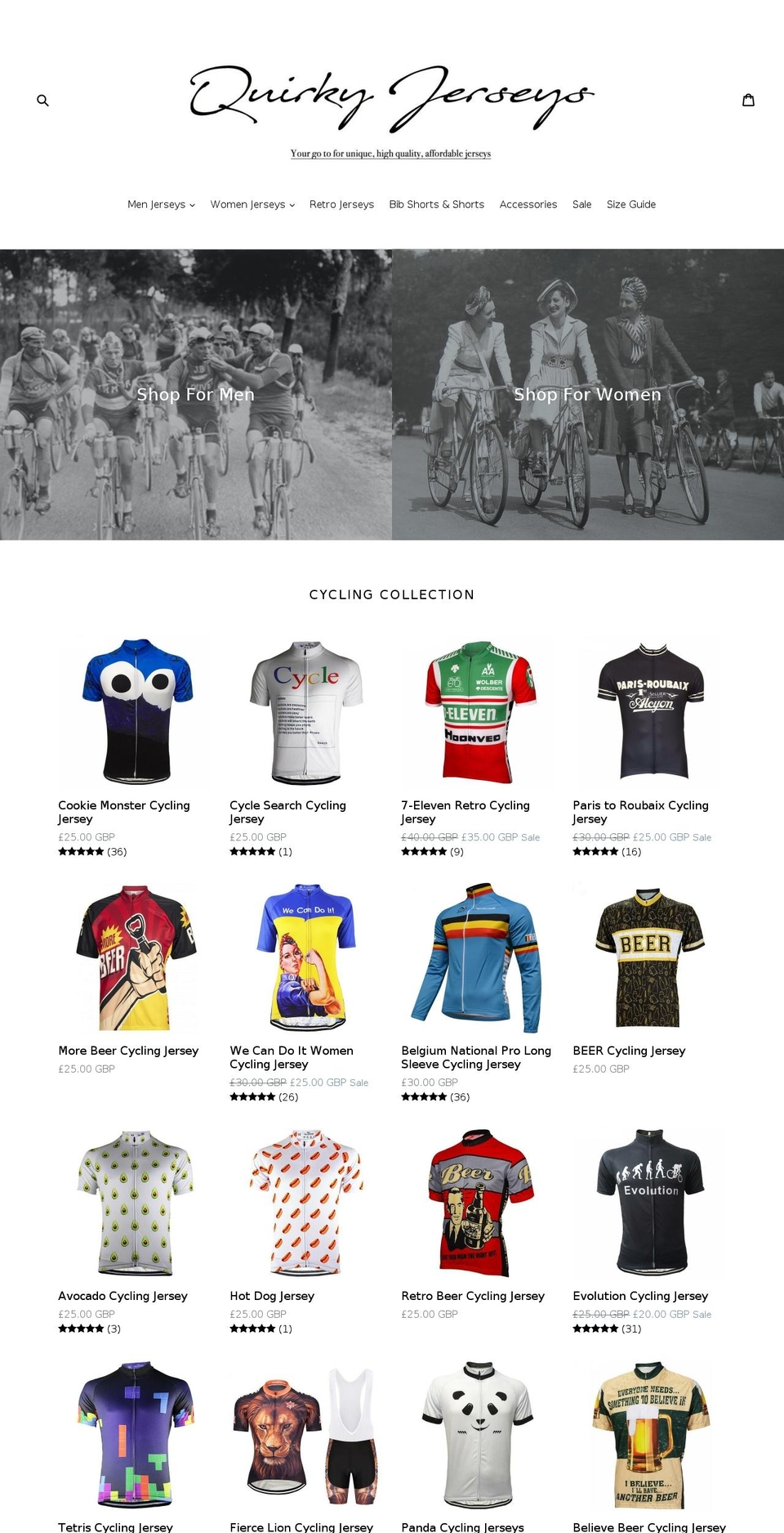 quirkyjerseys.com — Shopify storefront screenshot