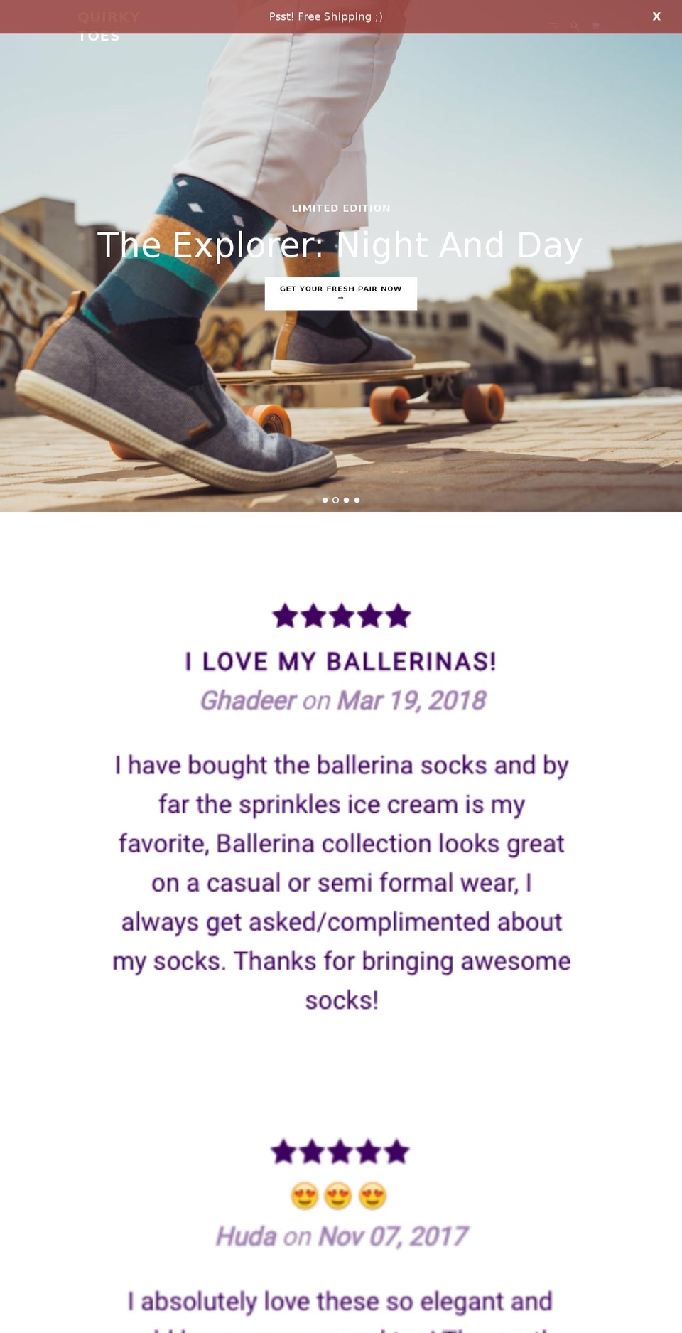 quirkytoes.com shopify website screenshot