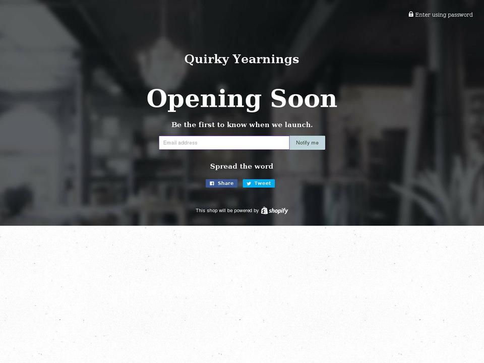 quirkyyearnings.com shopify website screenshot