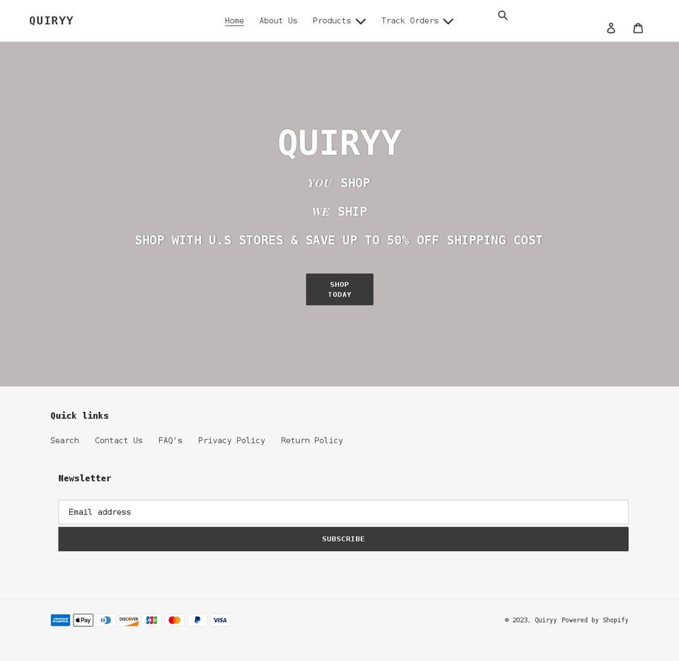 quiryy.com shopify website screenshot