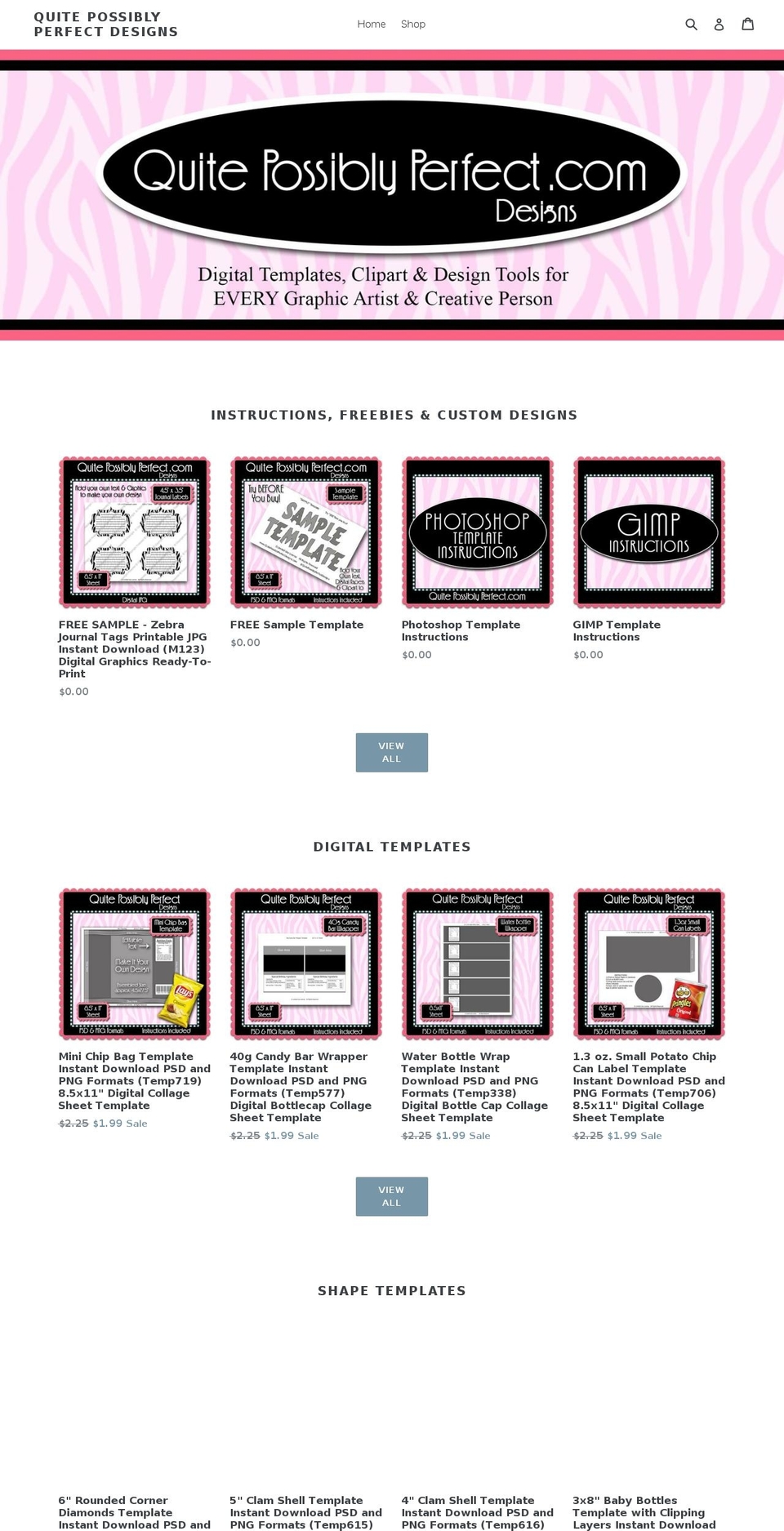 quitepossiblyperfectdesigns.com shopify website screenshot