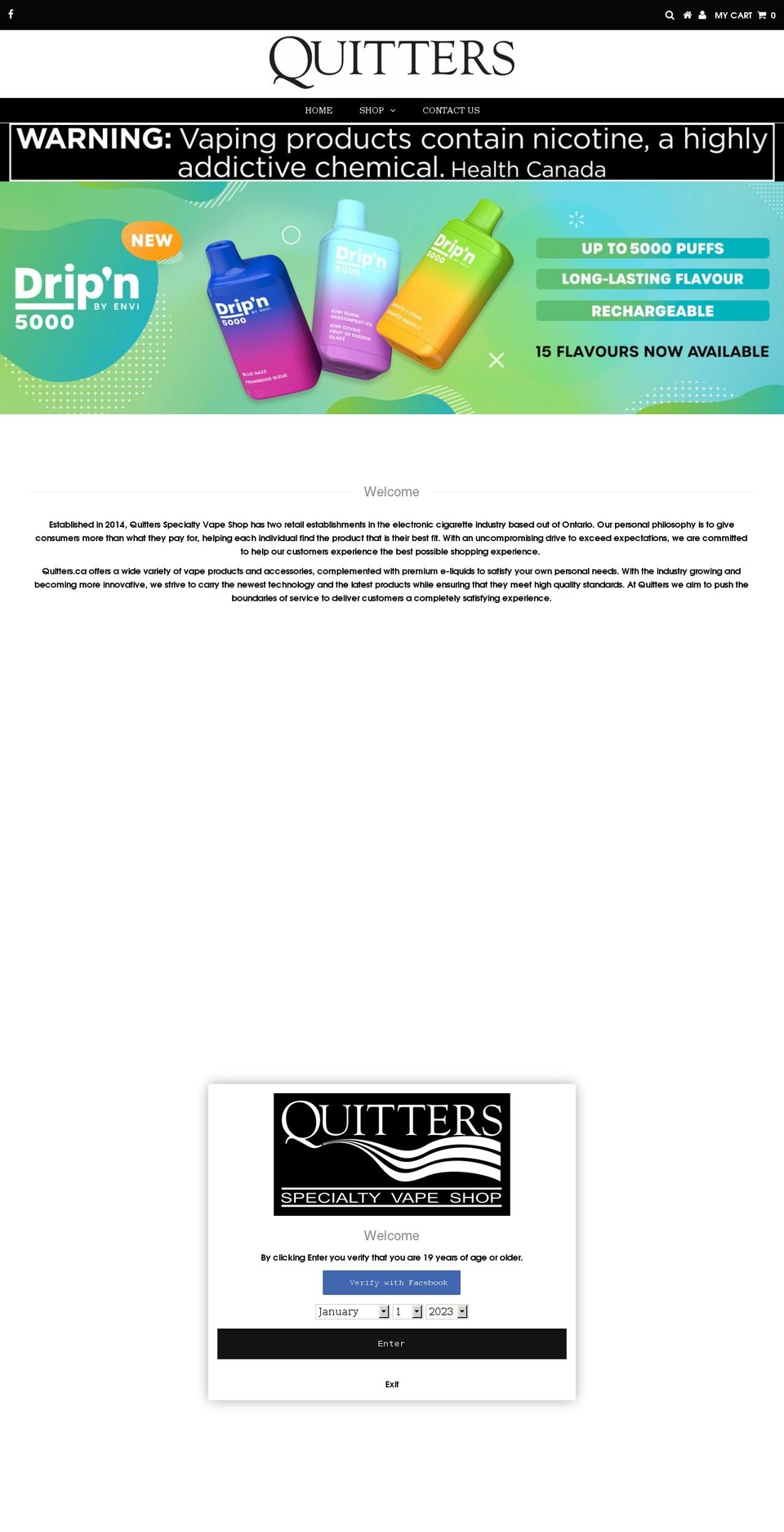 quitters.ca shopify website screenshot