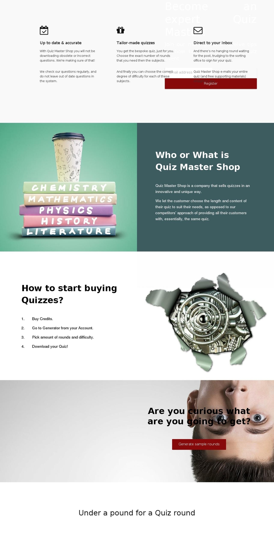 quizmastershop.com — Shopify storefront screenshot