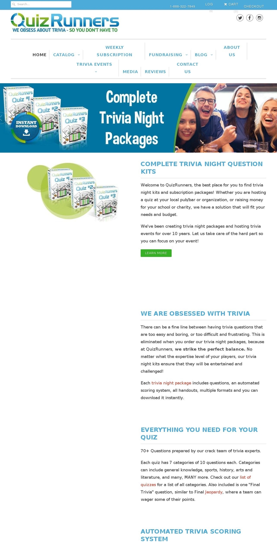 quizrunners.com shopify website screenshot