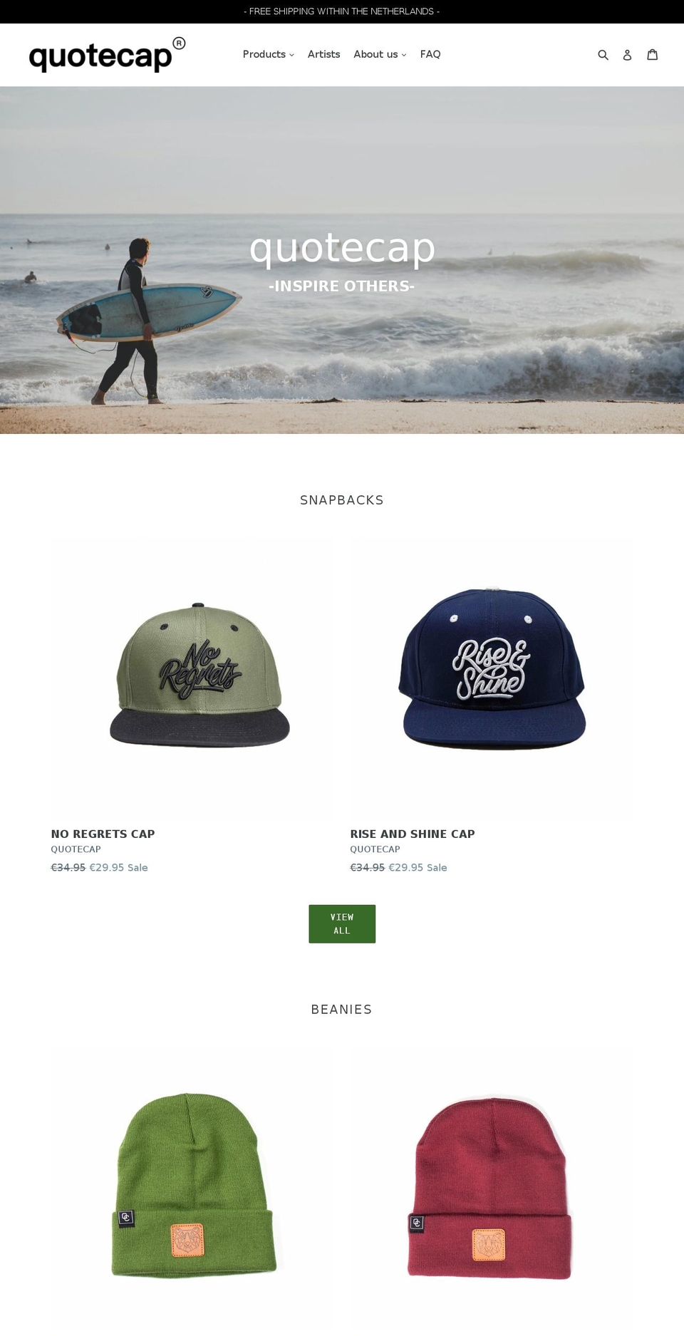 quotecap.com shopify website screenshot