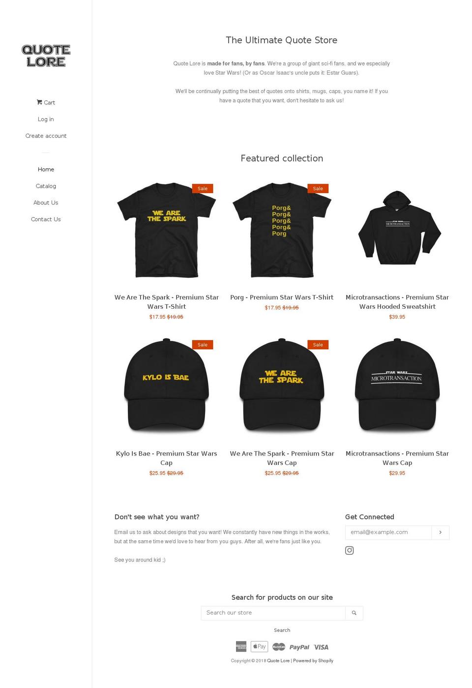 quotelore.com — Shopify storefront screenshot