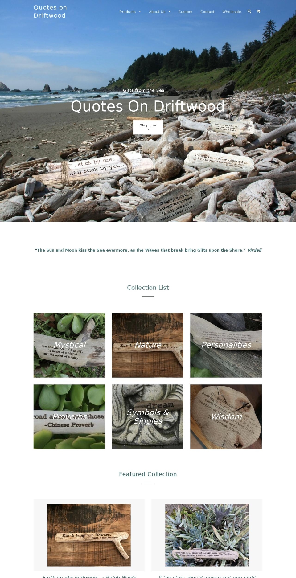 quotesondriftwood.com — Shopify storefront screenshot