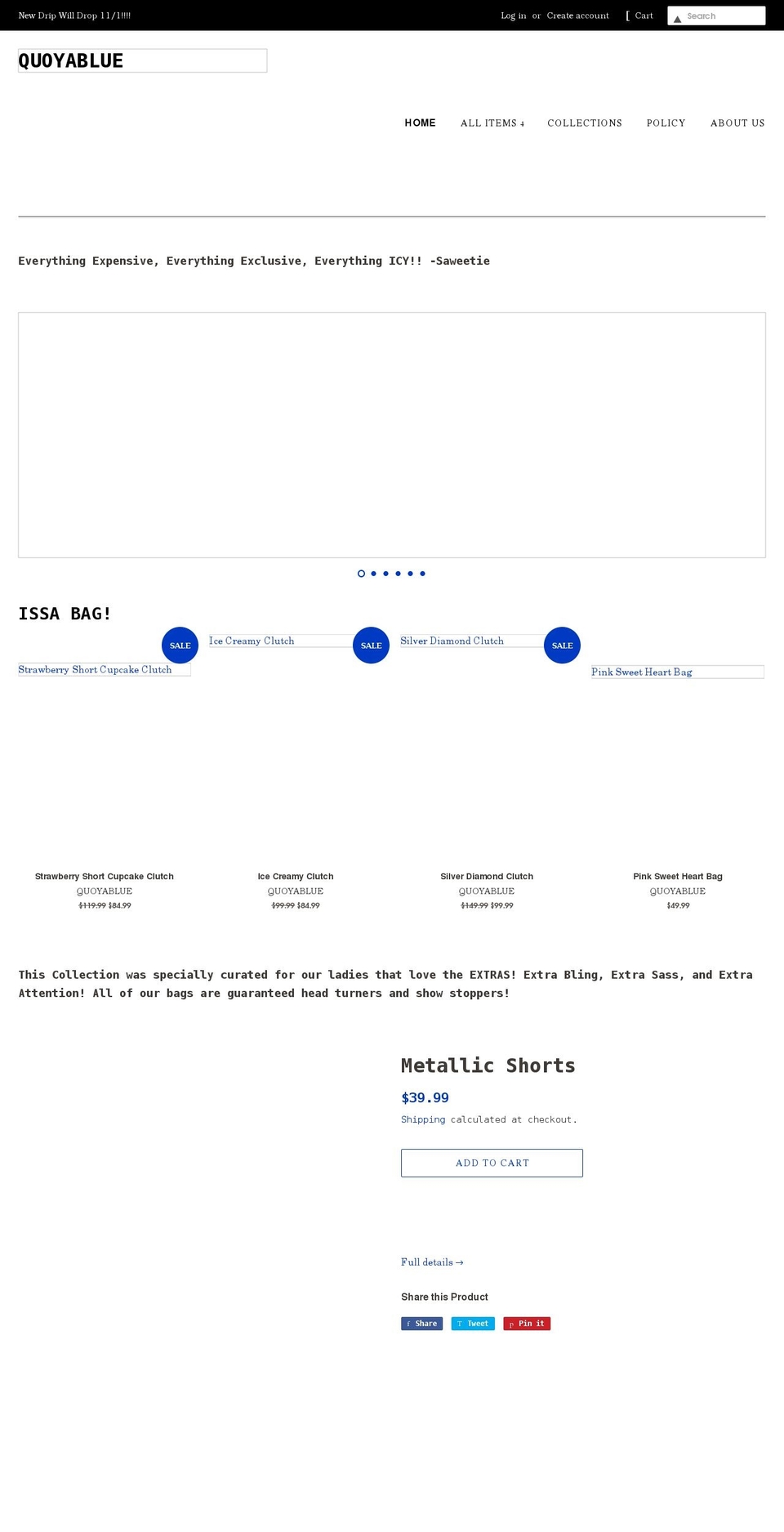 quoyablue.com shopify website screenshot